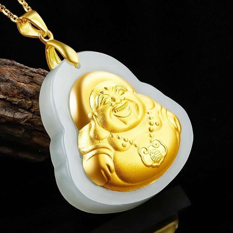 (梁总推荐）黄金 真金和田玉弥勒佛佛公吊坠