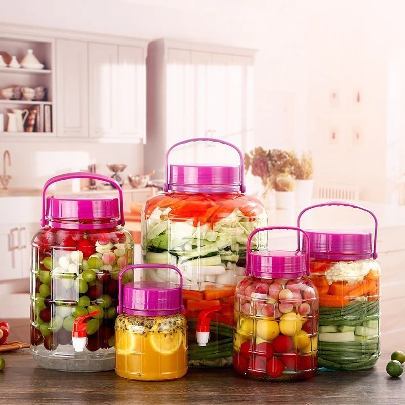 高档泡酒玻璃瓶腌菜泡菜罐子密封梅酒瓶家用坛子按压防潮调料瓶