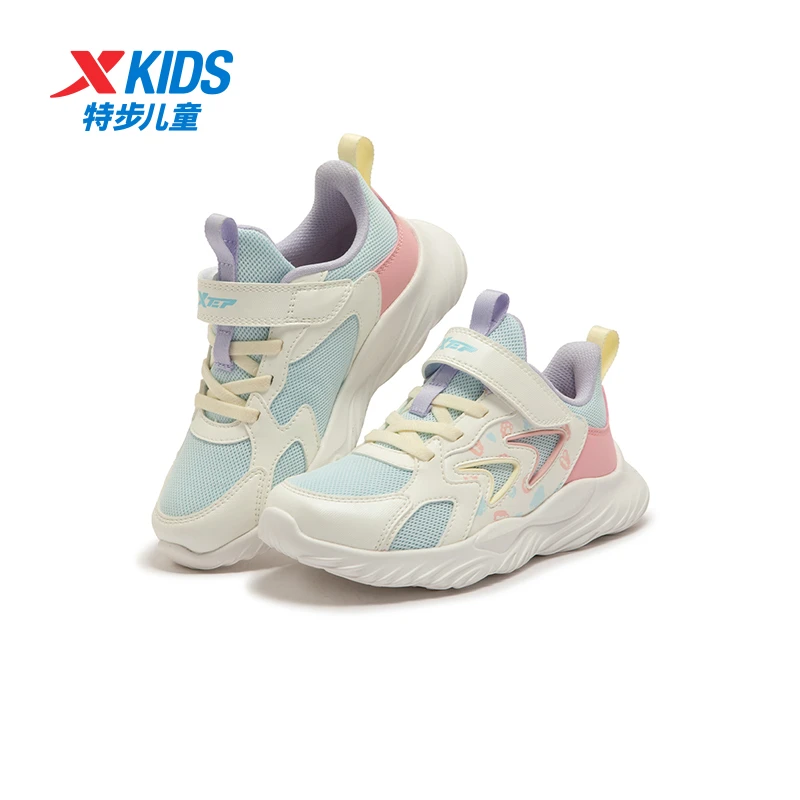 特步儿童冬季密网跑鞋女童轻便软底魔术贴运动鞋675115119030