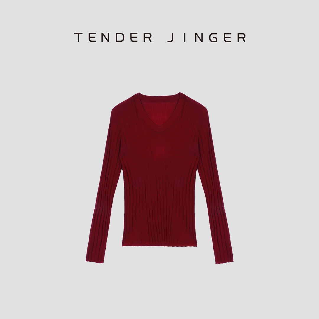 Tender Jinger【实穿主义】纯羊毛纯色打底针织上衣T53BBS41243