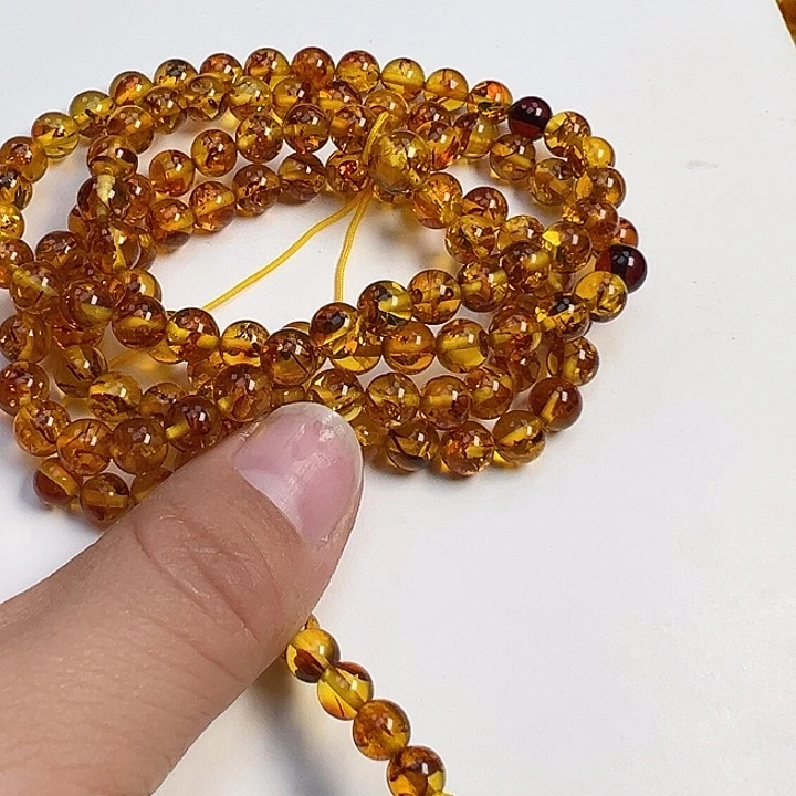 琥珀（花珀）颈饰未镶嵌我***不