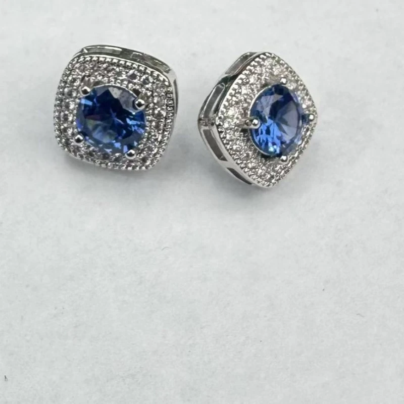 AS-31蓝宝石方糖耳饰