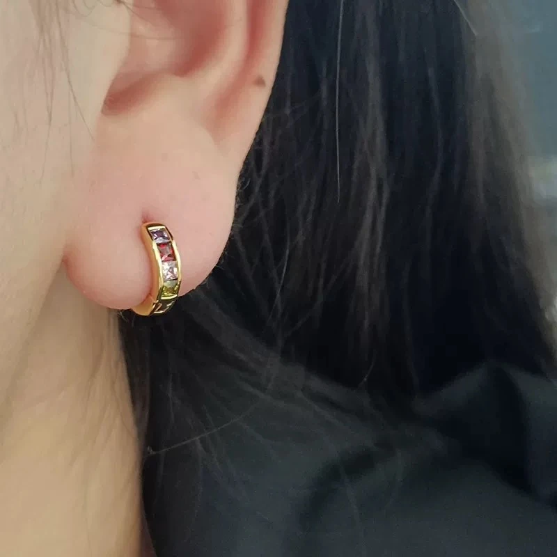 钛钢耳饰 日韩小众金色彩色小耳扣女简约高级小清新insE2108