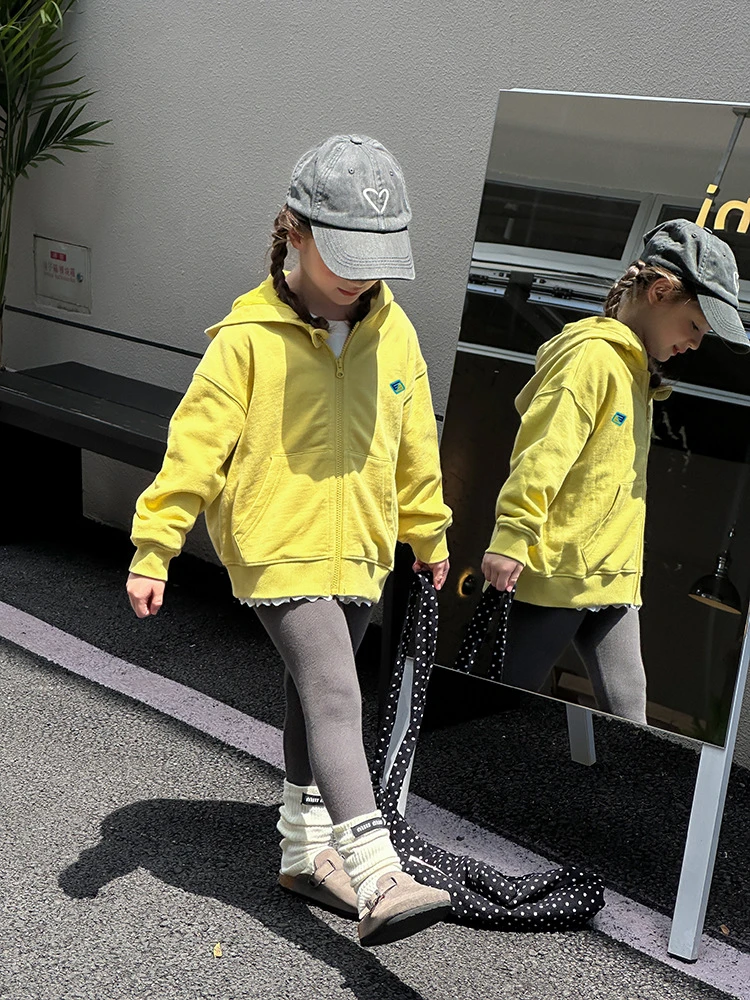 男女童宝宝宽松卫衣外套潮儿童舒适洗水棉双股拉链衫上衣