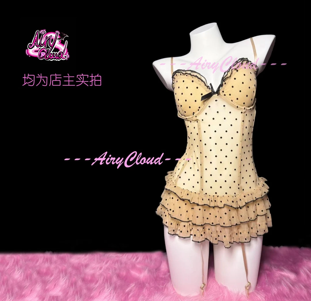 【AiryCloud】可爱波点-无袖冰丝性感可爱纯欲风睡裙-约会睡裙