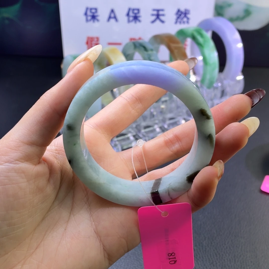 定制翡翠未镶嵌正圈特色浓紫带飘花