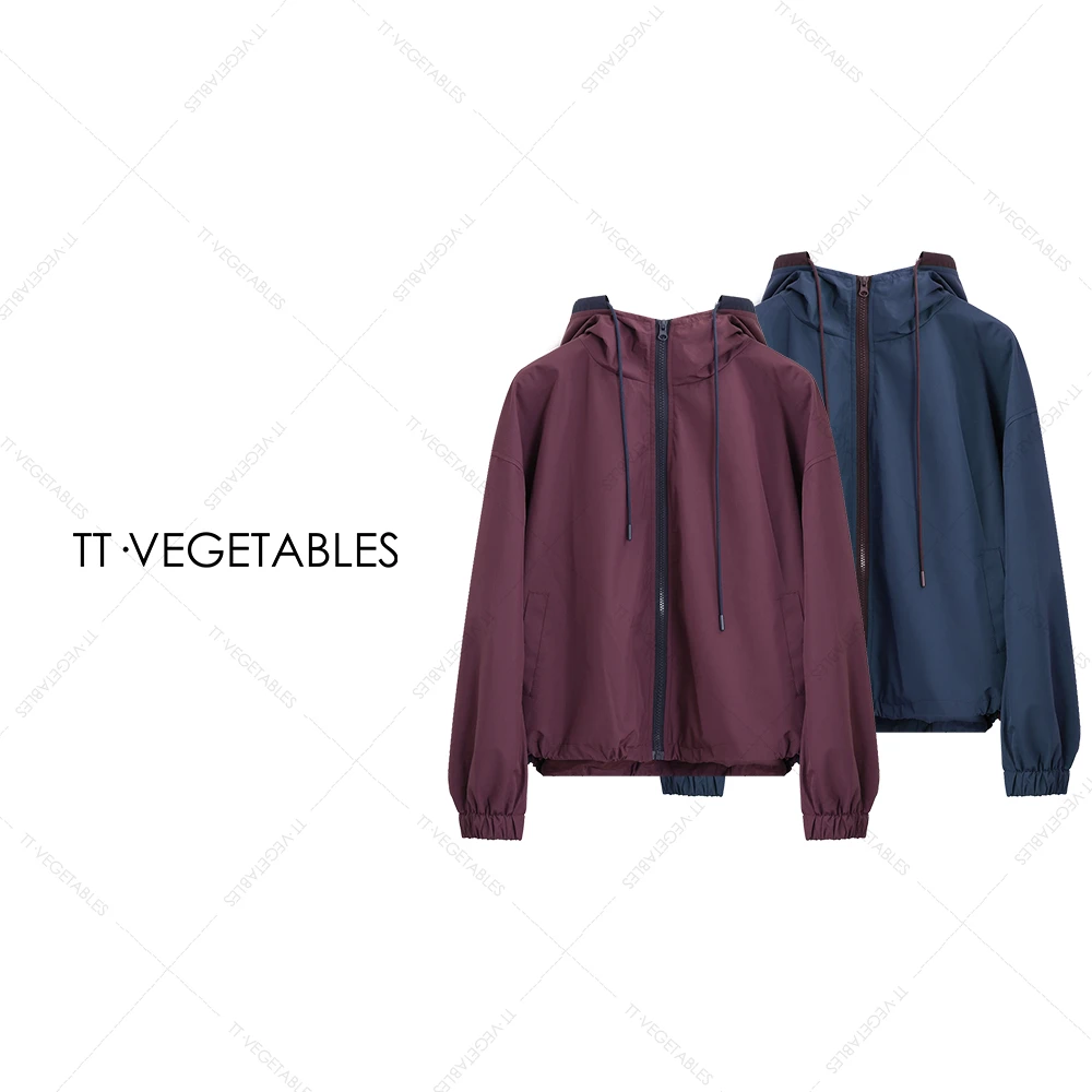 噢芬/小个子 【折梅】休闲风连帽拉链冲锋衣透气短外套521433