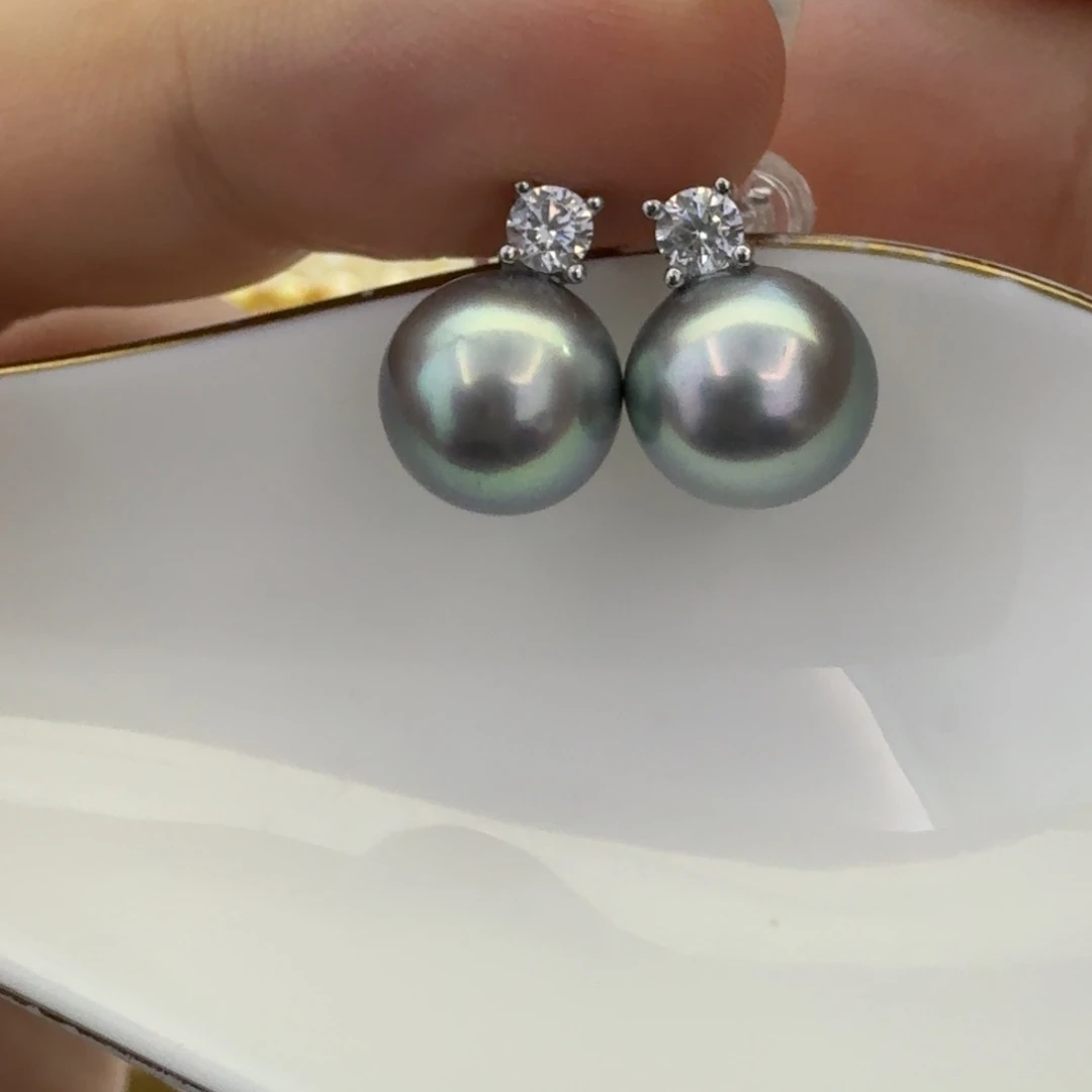 耳饰海水珍珠银S925镶嵌10-11
