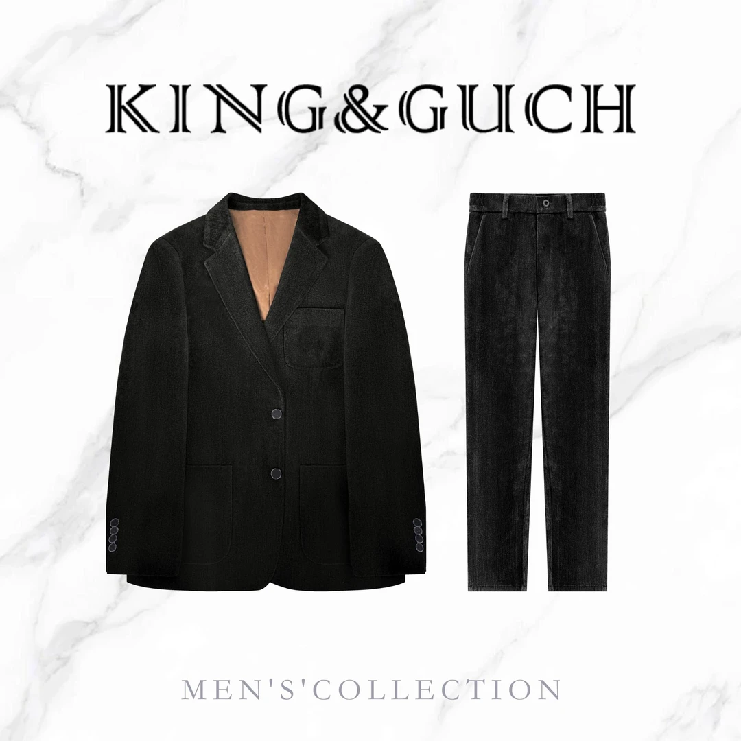 KING&GUCH秋季【雪尼尔】2025新款男士西服时尚潮流百搭休闲套装