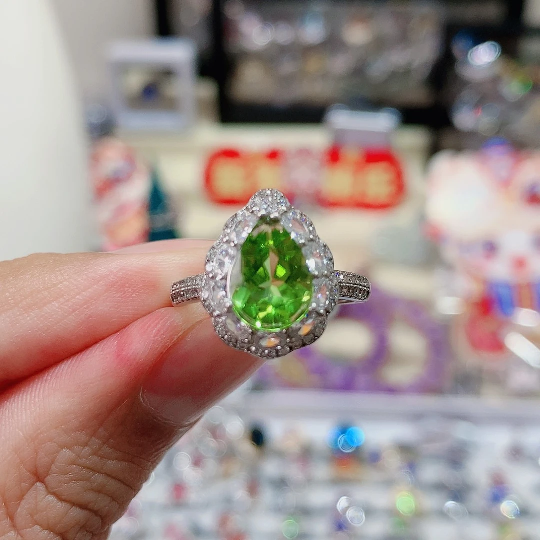 橄榄石戒指银S925镶嵌来*