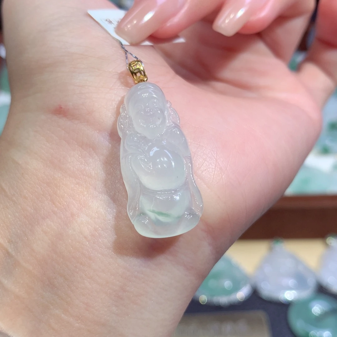 吊坠(不含链)18K金镶嵌翡翠