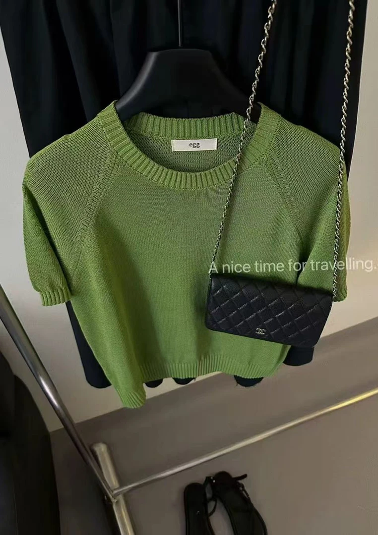 超好看！夏日egg多巴胺纯色和纸短袖