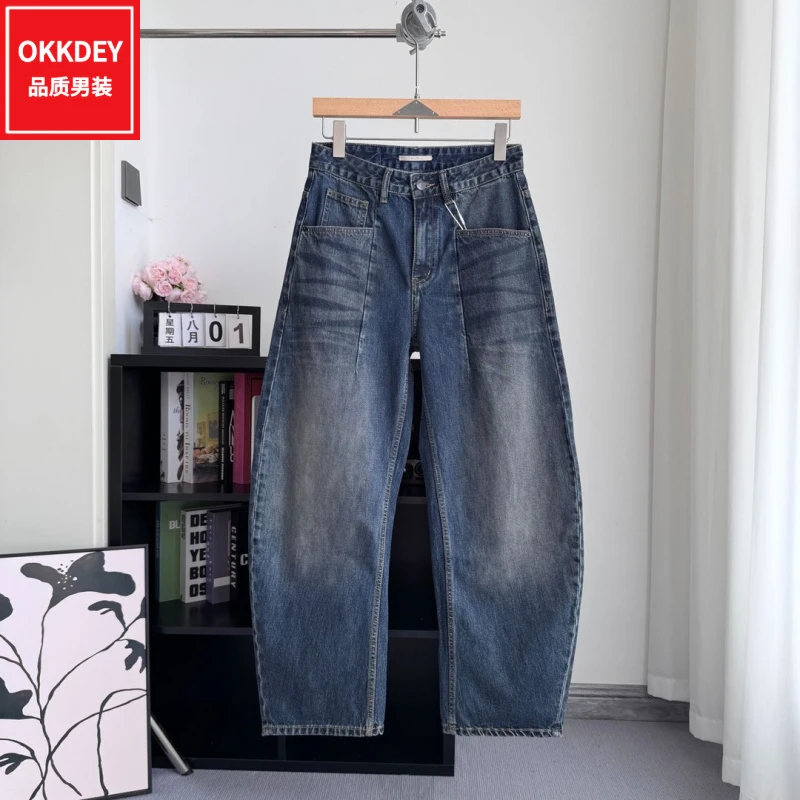 高端男装潮牌新款弯刀牛仔裤男士轻奢高级感休闲裤子时尚百搭长裤