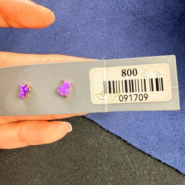 【推荐】18k金镶嵌果冻凝胶紫舒俱来耳饰/S091709