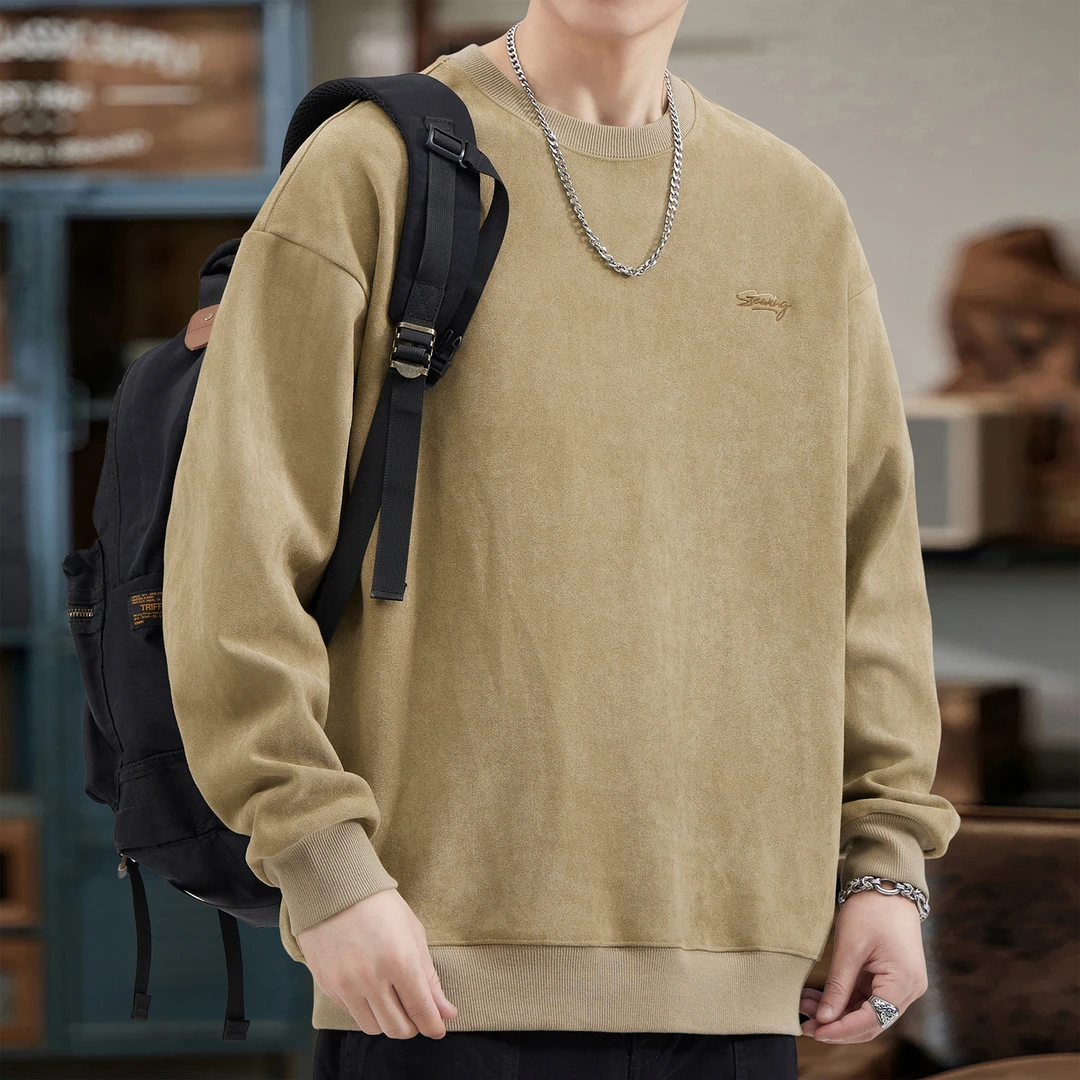 卫衣男秋冬款新款高级感潮牌宽松大码上衣麂皮绒外套