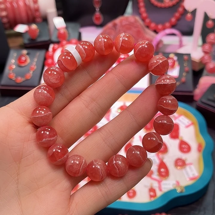 菱锰矿（红纹石）未镶嵌手绳