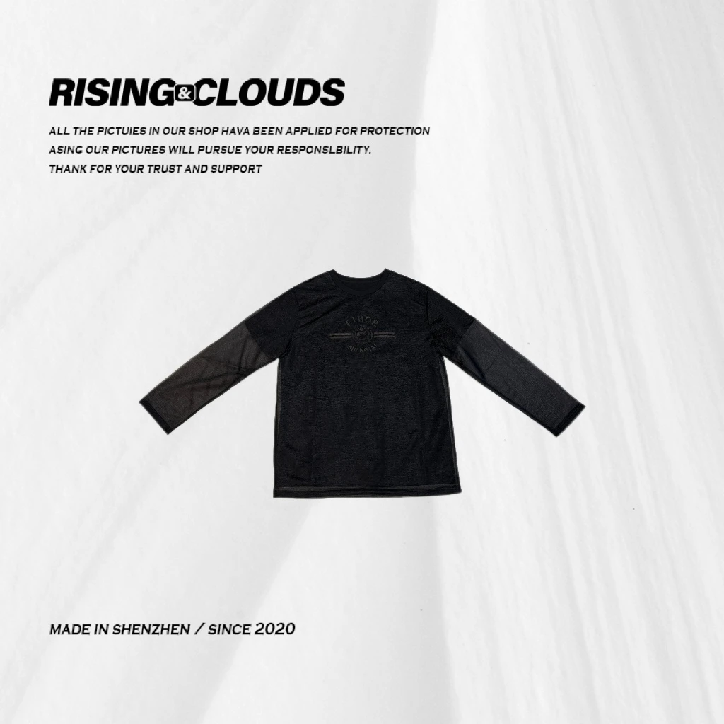 RISING&CLOUDS现 小云姐【落雨】舒适百搭假两件T上衣010055