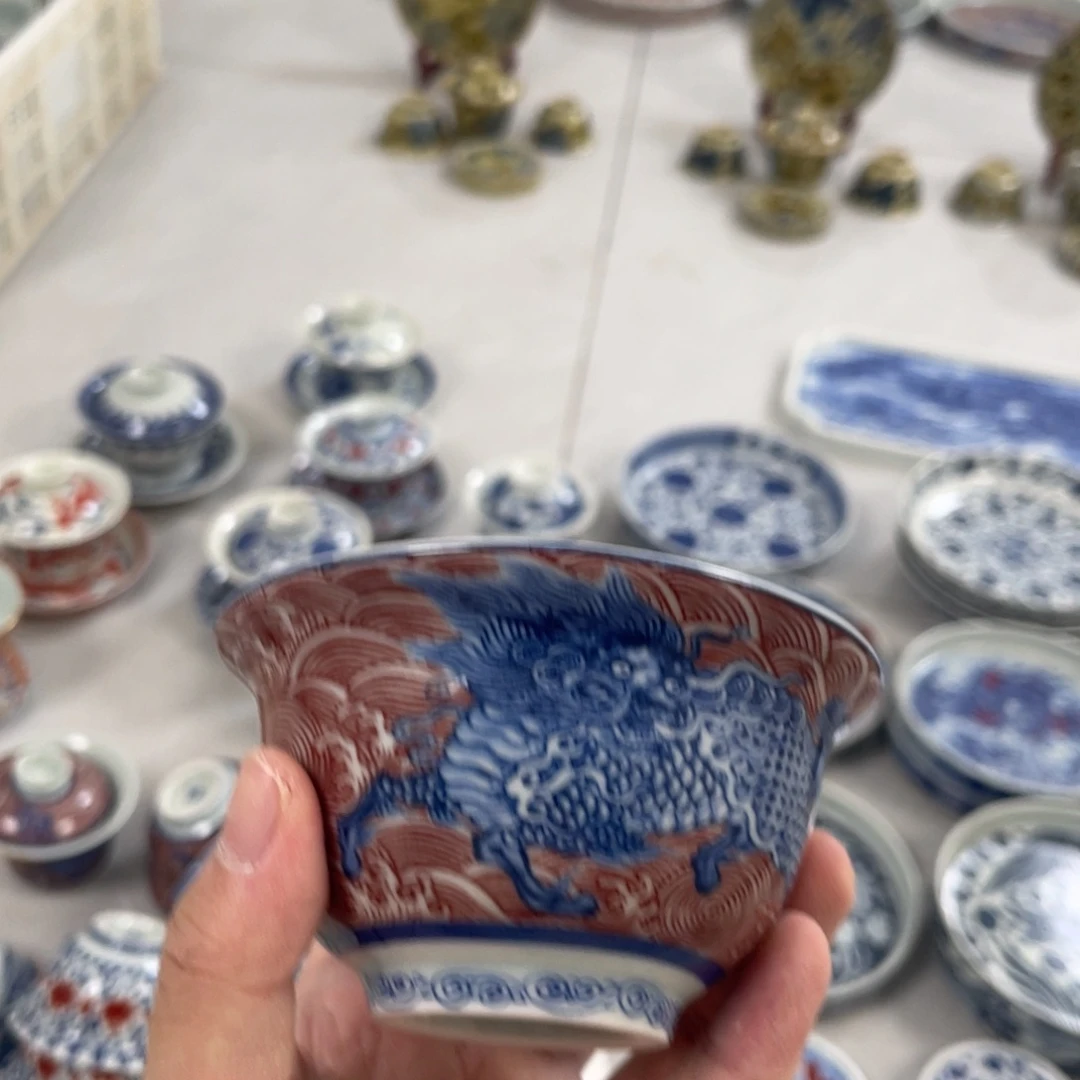 瓷片景德镇麒麟踏浪主人杯eei