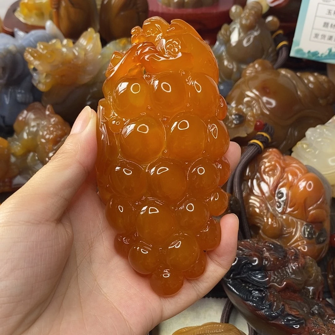 龙***海未镶嵌手把件玛瑙/玉髓