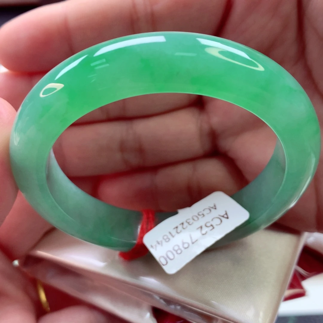 未镶嵌手镯翡翠小圈冰绿完美推荐22号11