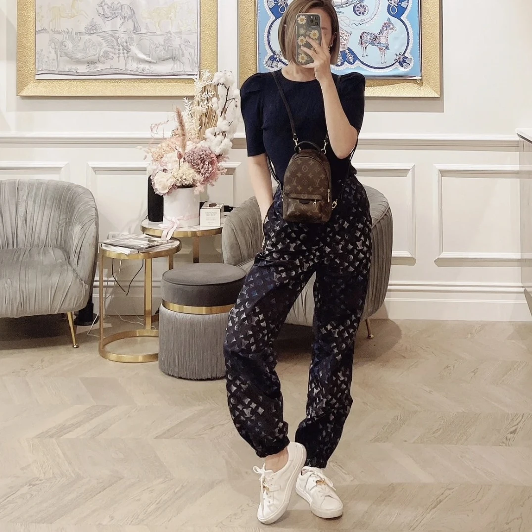 未使用 LouisVuitton/路易威登 满印束脚长裤 黑蓝/40