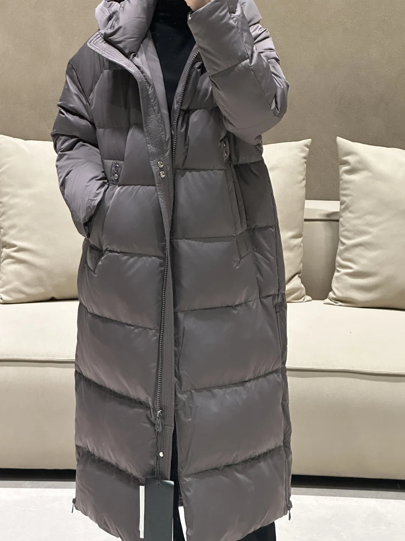 【木朴素羽绒服1】长款连帽休闲风长袖冬季休闲长款羽绒服6395