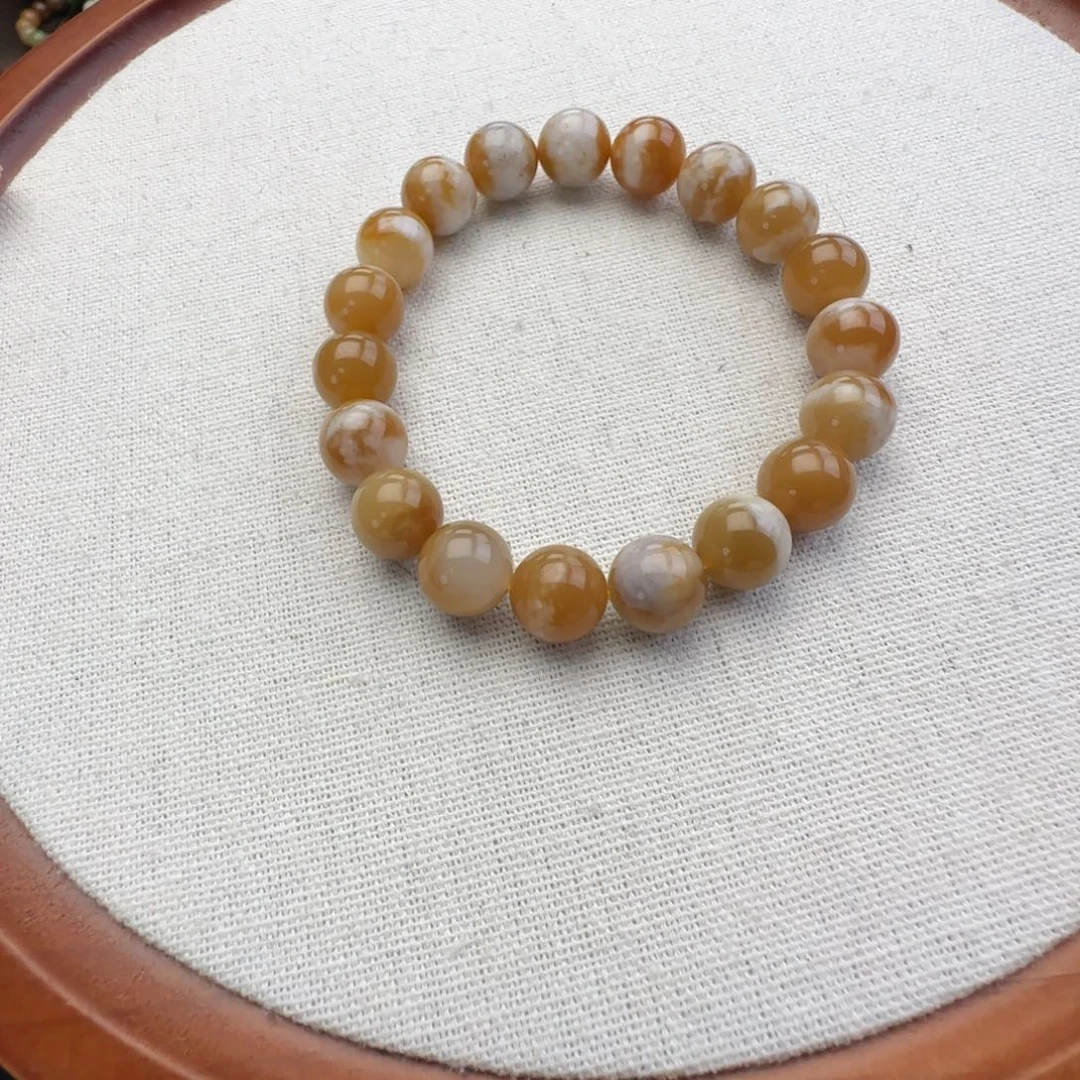 和田玉未镶嵌手链卡10牛轧糖，86