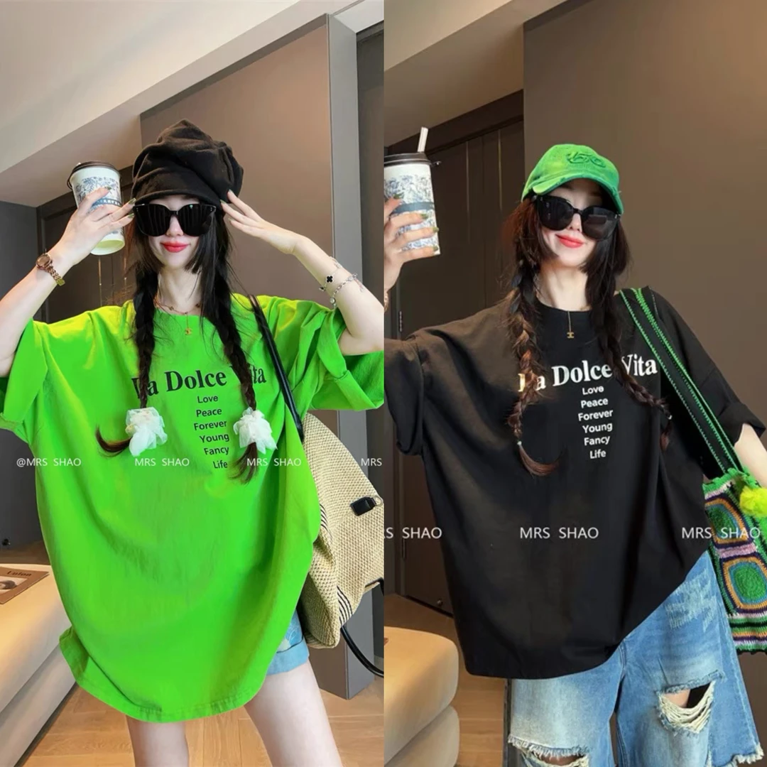 YY1990夏季新款韩版设计师款简约字母印花宽松显瘦圆领短袖T恤女