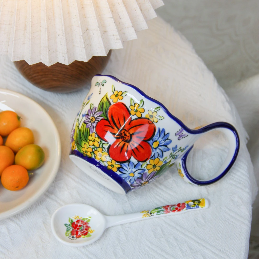 蝶舞纷飞-500ml曲把杯马克杯