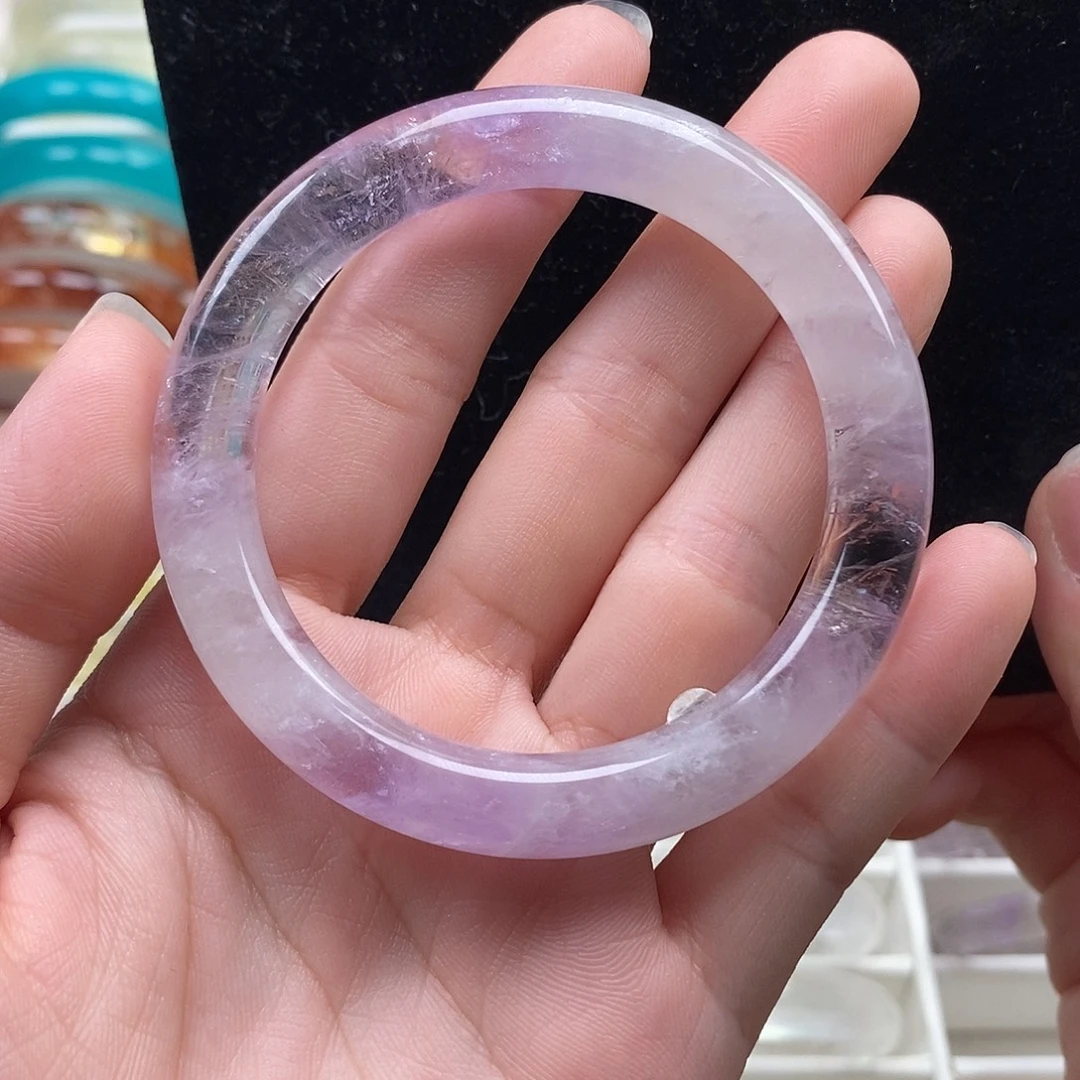 未镶嵌水晶手镯圆条紫水52➕