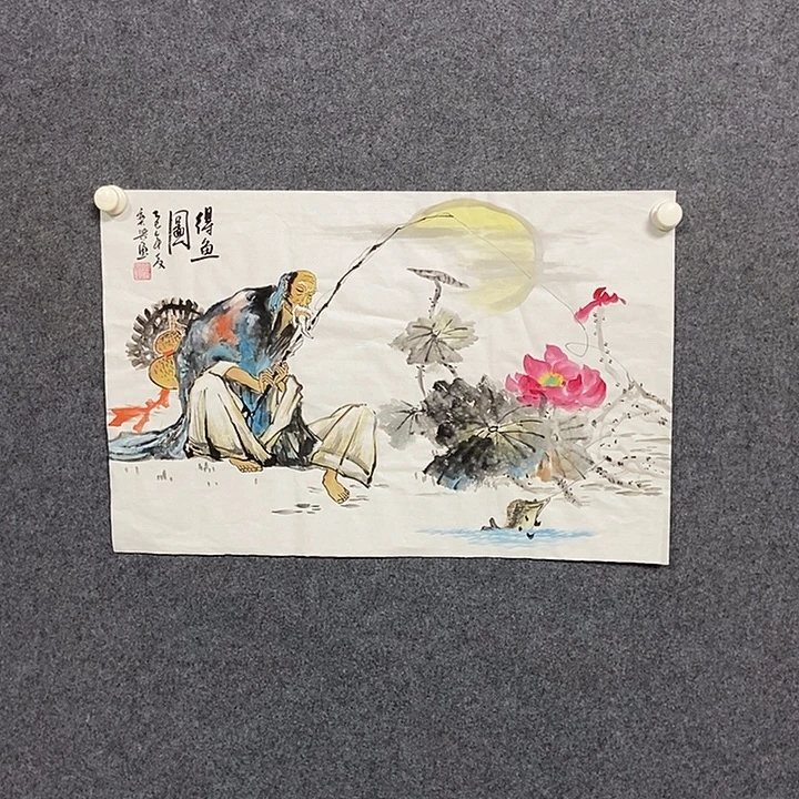 国画四尺三开人物一幅