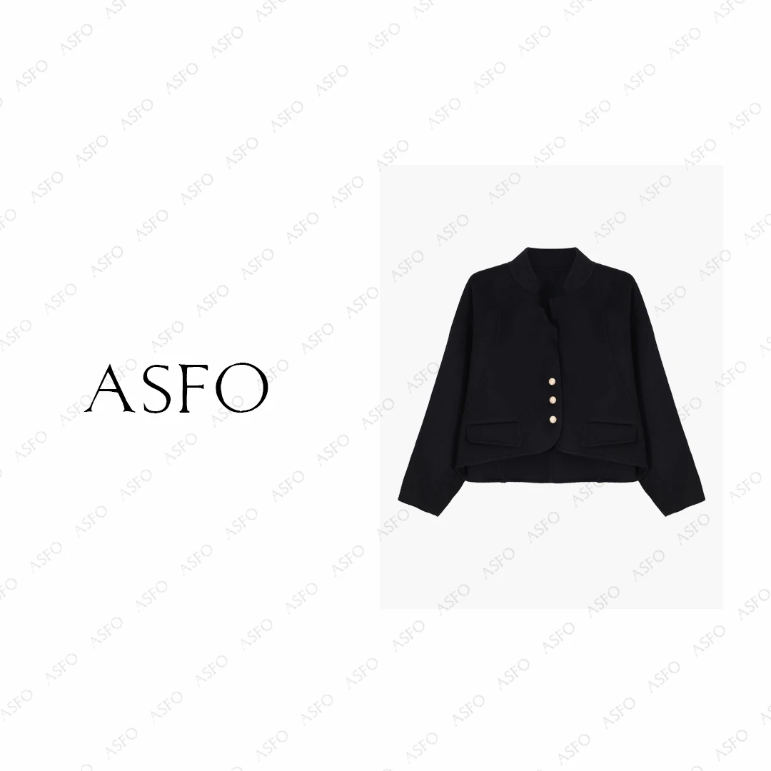 【AS三星】25新气质立领优雅短款双面呢大衣AS25QMNWT04203