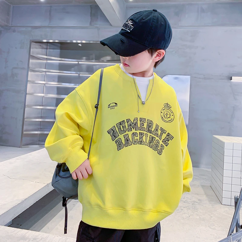 男童卫衣春秋款2025新款秋季假两件长袖中大童儿童男孩春装上衣潮