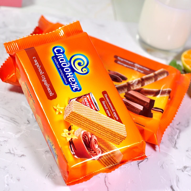 俄罗斯巧克力奶油威化饼干酥脆醇香休闲零食