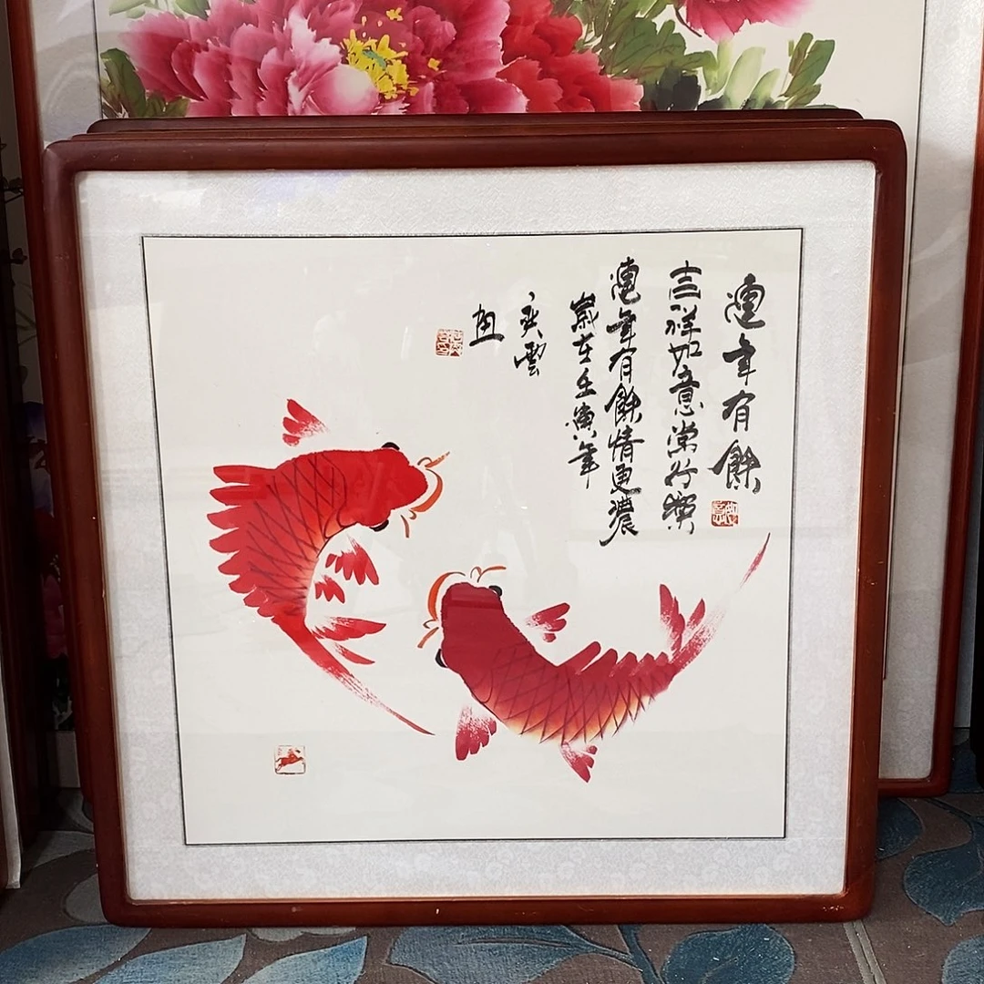 国画带框尺寸62✖️62厘米包邮手绘