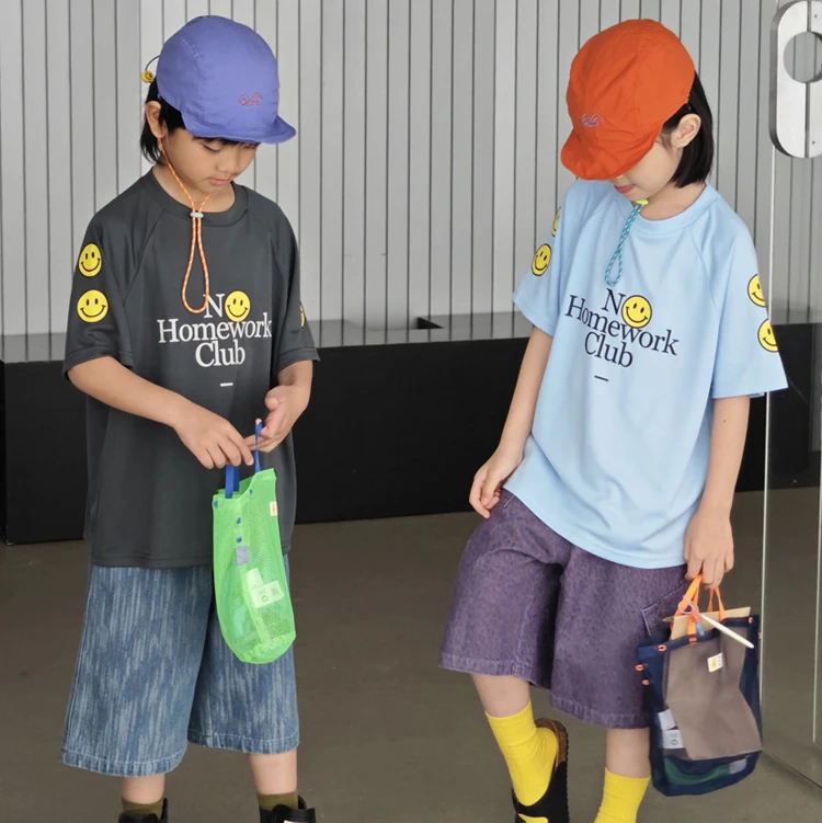 ppapa 不做作业俱乐部笑脸儿童中大童中性速干短袖T恤 913694