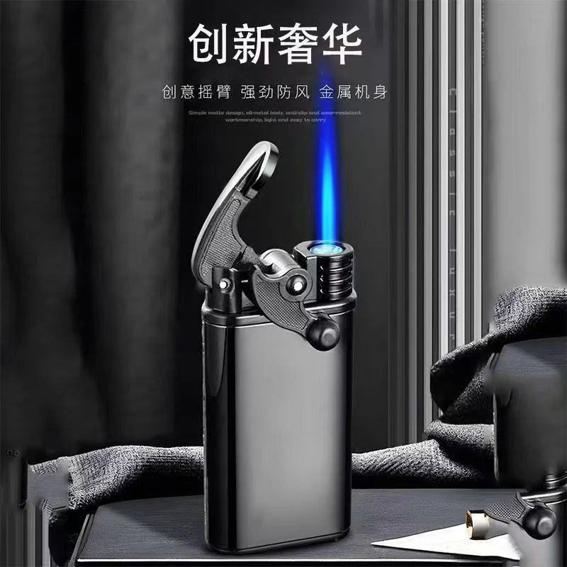2025新款防风防爆加厚翻盖直冲电话打火机可定制印字logo送男友