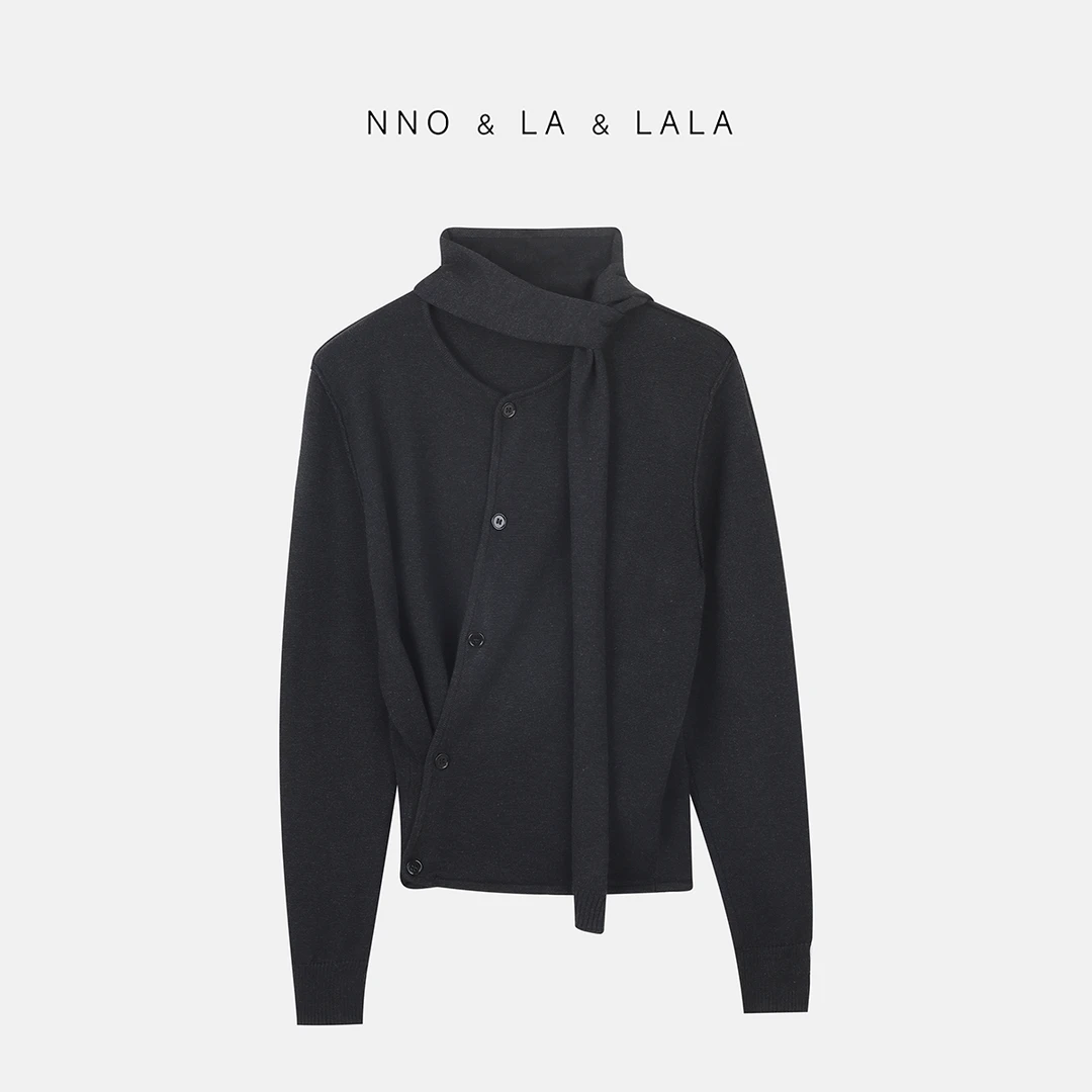 LA 设计感 两穿 斜扣 飘带 针织上衣 26767