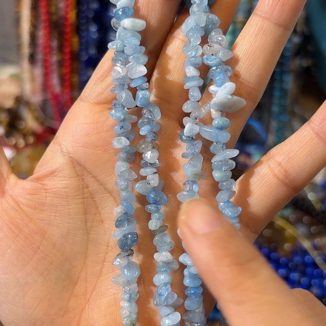 玛瑙/玉髓合金珠宝半成品蓝水晶一条80