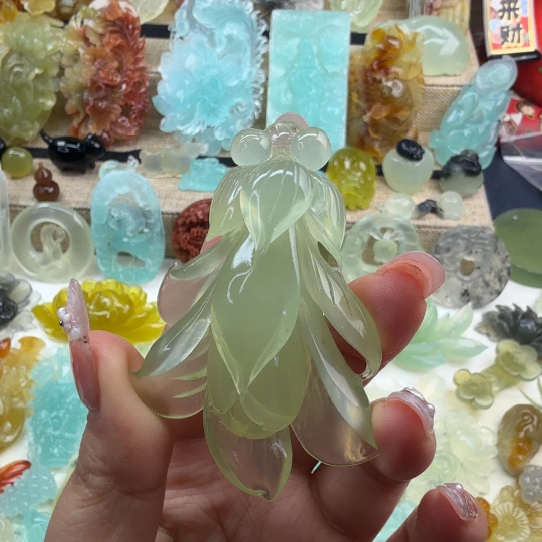 岫玉未镶嵌颈饰岫玉玉兰花