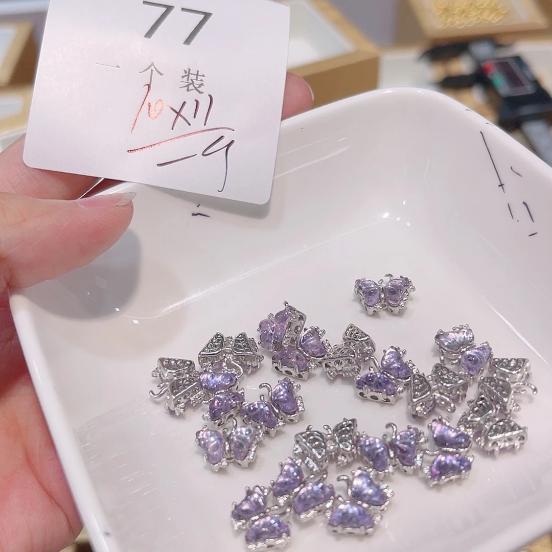 水晶珠宝半成品银S925镀金镶嵌77 。