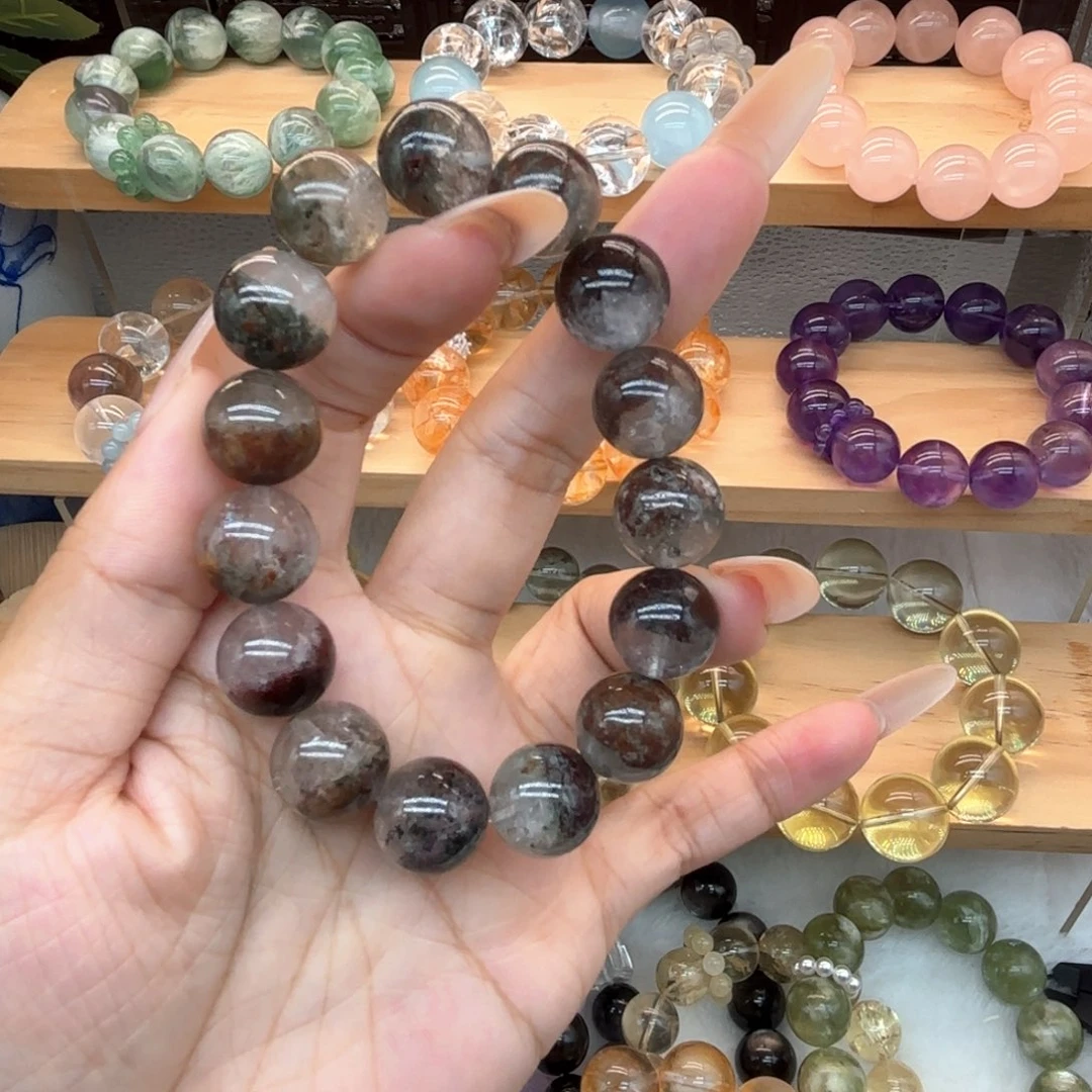 银S925镶嵌手链烟晶