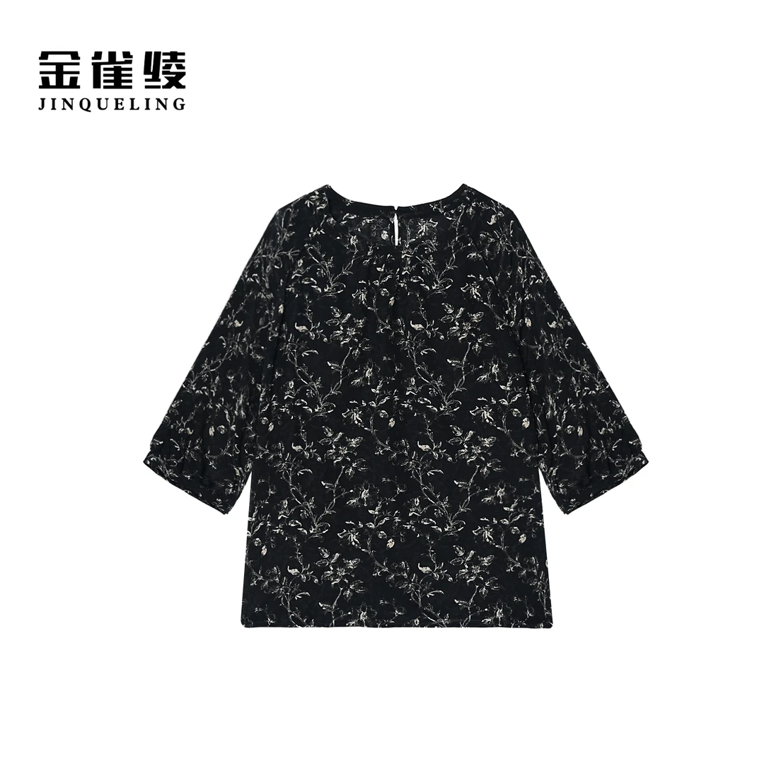 金雀绫【夜花吟】100桑蚕丝设计师款气质加宽加大小衫SZA2S315