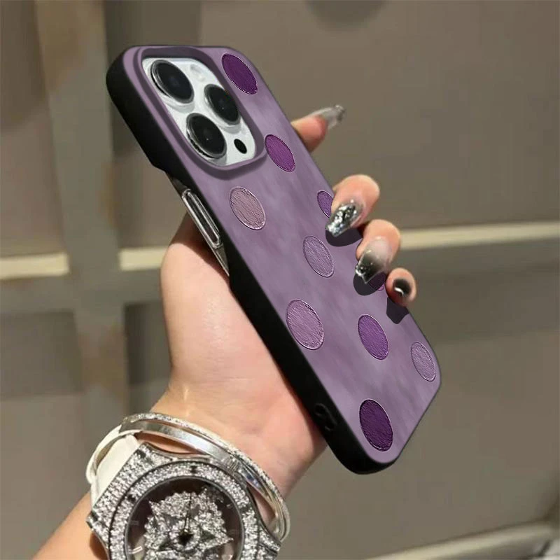 紫色波点半包款软壳适用苹果16/15promax手机壳iphone14/12/11/13