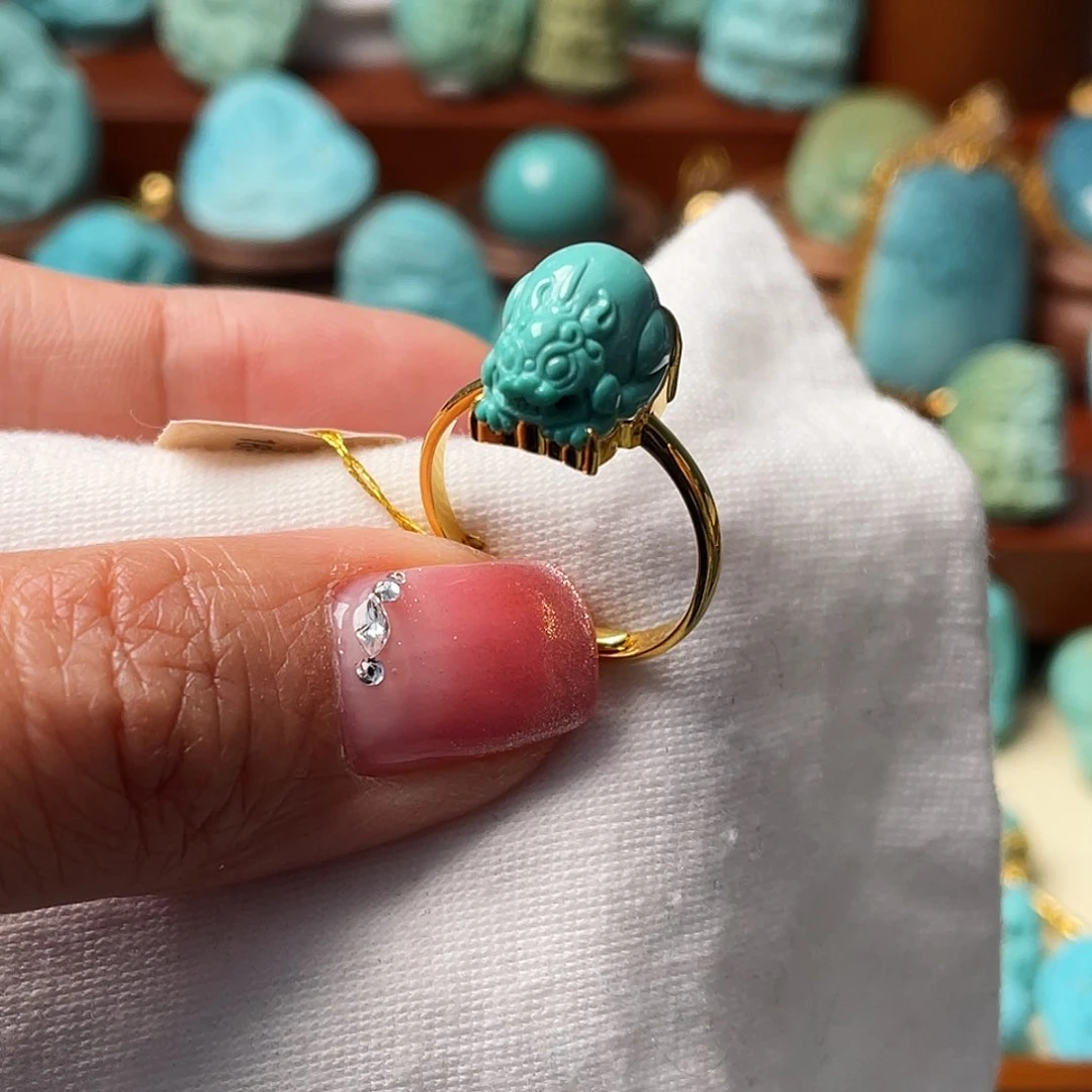 绿松石珠宝半成品18K金镶嵌