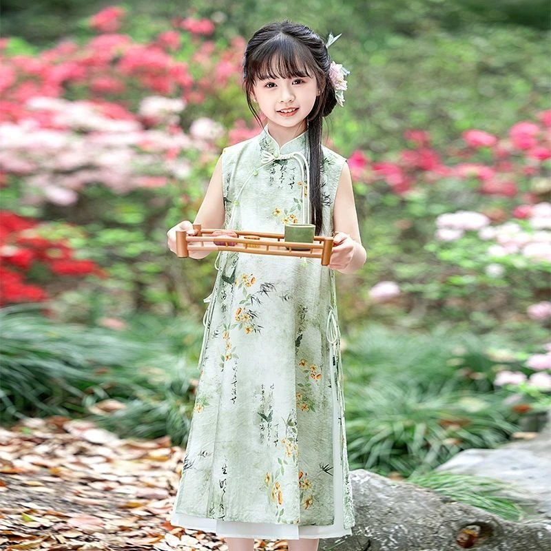 女童汉服旗袍裙2025夏季爆款连衣裙新中式国风女孩唐装女童连衣裙