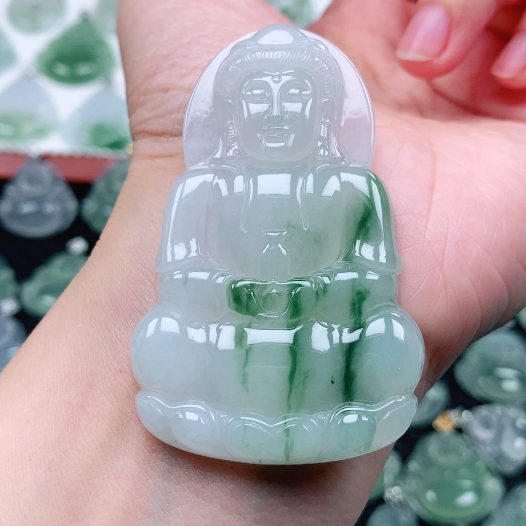 吊坠(不含链)18K金镶嵌翡翠