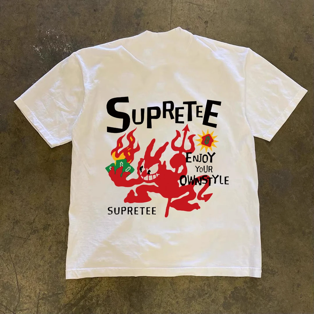 欧美重磅230g纯棉男装美式街头复古潮牌高街t恤男ins潮流宽松短袖