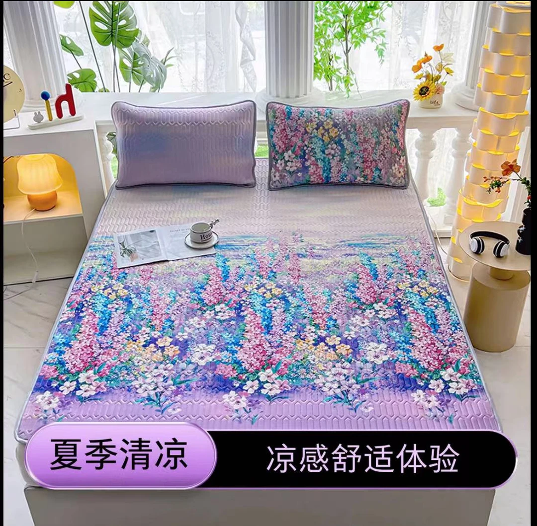 【小蔡专属】夏季新款乳胶凉席三件套-许愿花海