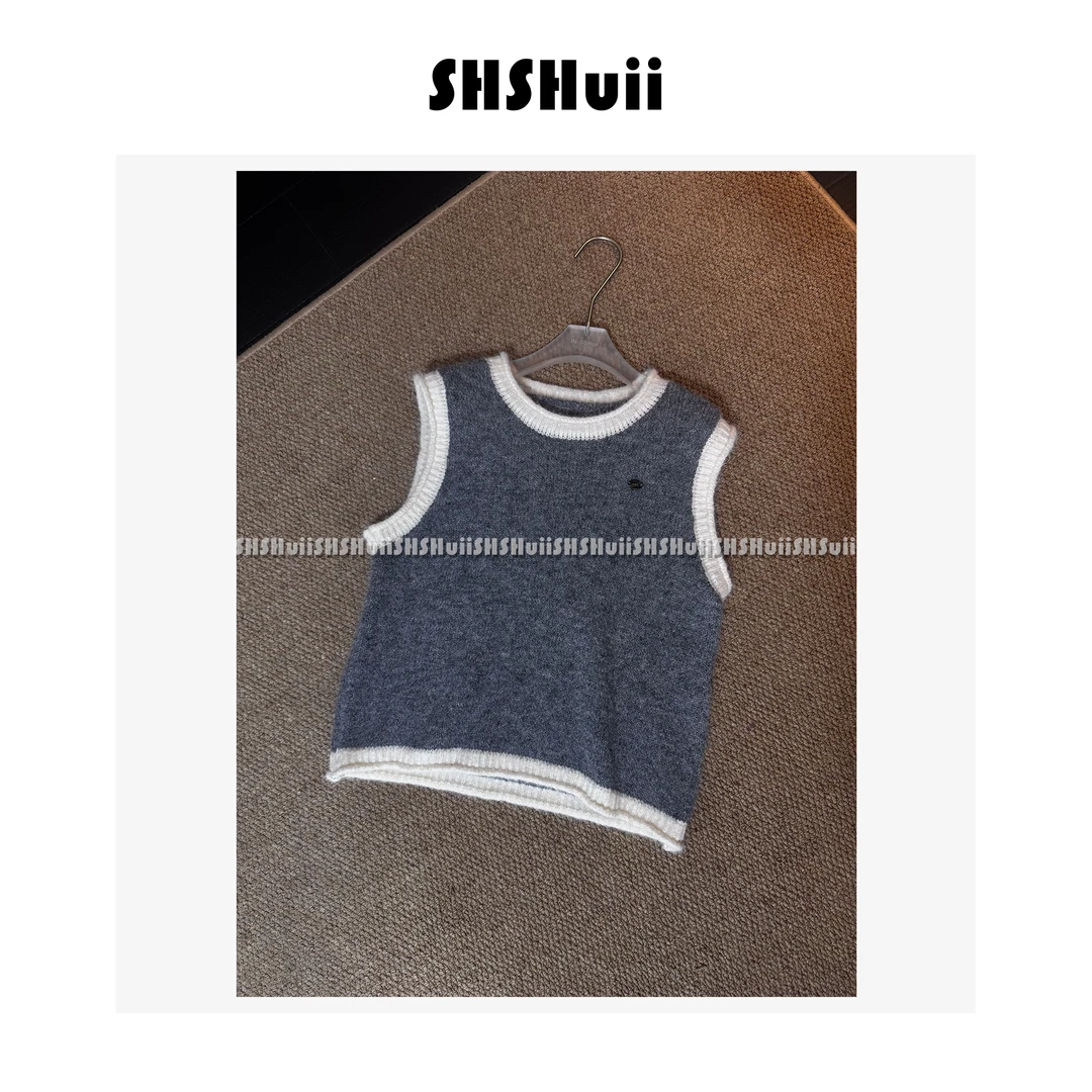 IN.SHuii【暮色温存】撞色拼接百搭针织马甲/lza